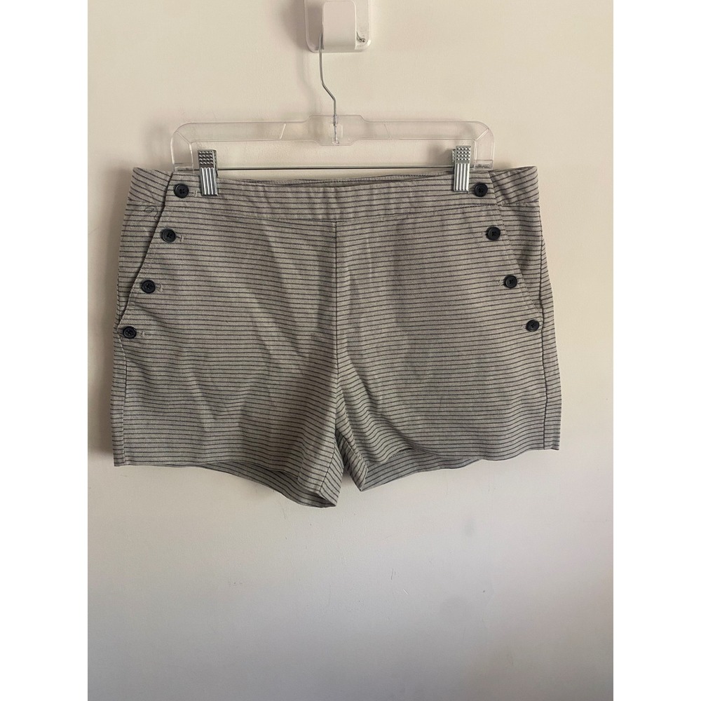 Banana Republic Navy White Striped Sailor Button Shorts Women 12 Nautical Preppy